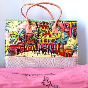 NWT Beverly Feldman Vintage Snake Skin Parisian Scene Multicolor Purse